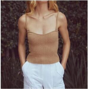 New NWT ONA Luna Corset Top In Camel Wool Organic‎ Cotton Top Small